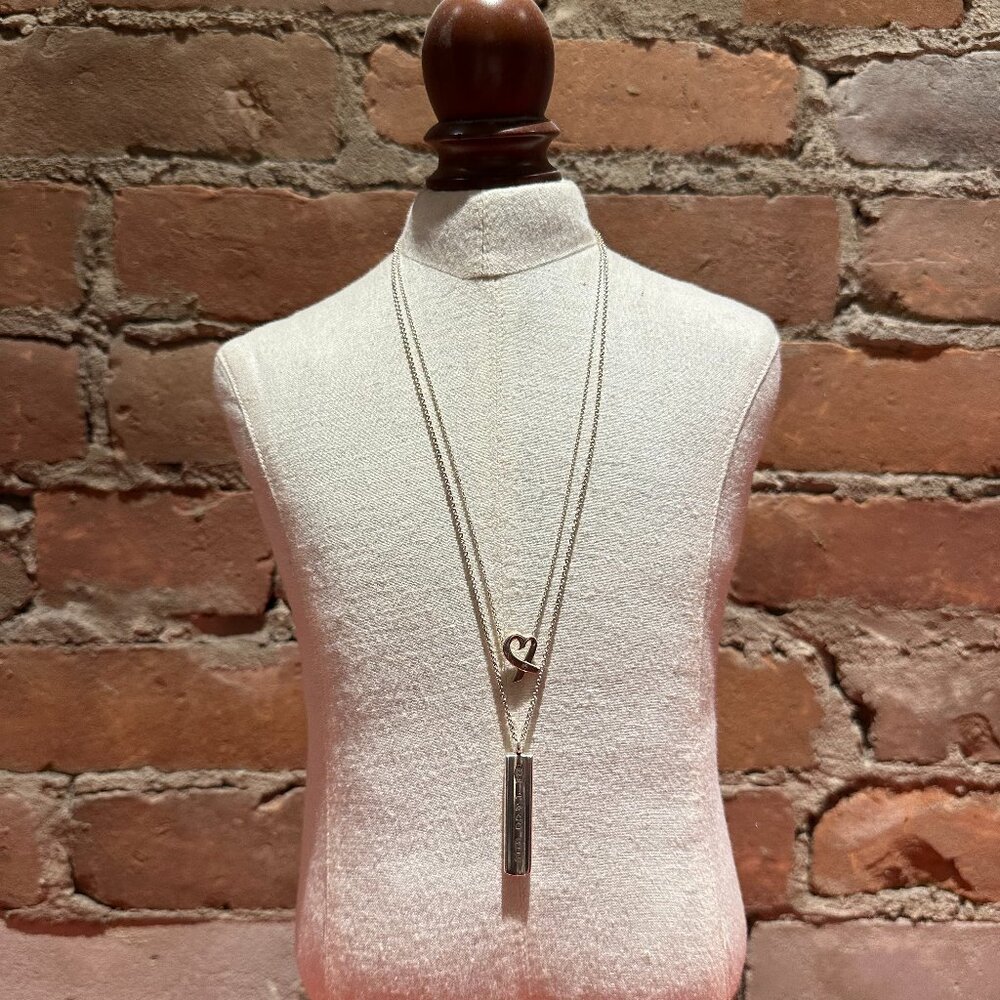 Tiffany & Co. Necklace Set — Paloma Picasso Loving Heart (1P Diamond) + 1837 Bar
